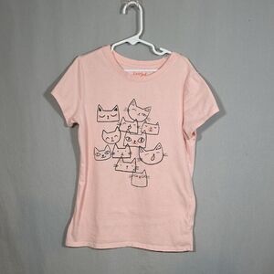 Cat & Jack Light Pink Cat Graphic Tee Girls Size L(10/12)